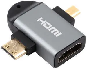 2 in 1 Mini HDMI Male + Micro HDMI Male to HDMI Female Gold-plated Head Adapter 2 in 1 Mini HDMI Male + Micro HDMI Male to HDMI Female Gold-plated Head Adapter