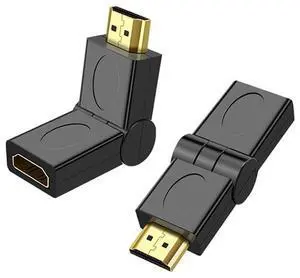 HDMI 19 Pin Male to HDMI 19Pin Female SWIVEL (180 Degree) Adaptor (Gold Plated)(Black)