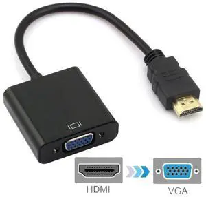 20cm HDMI 19 Pin Male to VGA Female Cable Adapter (Black)
