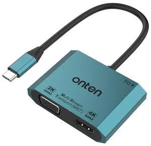 Onten M205 3 in 1 Type-C to HDMI+VGA+PD Fast Charge Video Converter (Green)