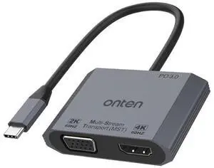 Onten M205 3 in 1 Type-C to HDMI+VGA+PD Fast Charge Video Converter (Grey)