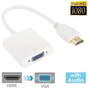 24cm Full HD 1080P HDMI to VGA + Audio Output Cable for Computer / DVD / Digital Set-top Box / Laptop / Mobile Phone / Media Player (White)
