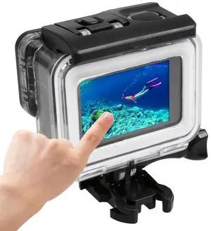 For GoPro HERO5 30m Waterproof PC & ABS Housing Protective Case + Touch Back Cover with Buckle Basic Mount & Long Screw, Backcover Size: 7 x 6 cm