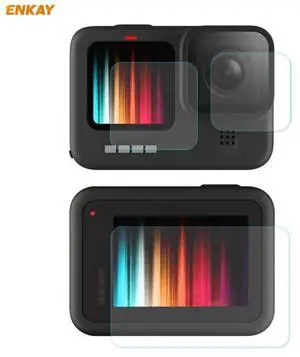 For GoPro HERO9 ENKAY Hat-Prince 3 in 1 0.2mm 9H 2.15D Protective Camera Lens and Screen Tempered Glass Film