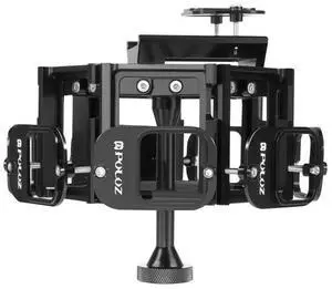 PULUZ 8 in 1 All View Panorama Frame CNC Aluminum Alloy Protective Cage with Screw for GoPro HERO7 /6 /5(Black)