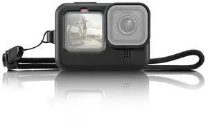 PULUZ for GoPro HERO12 Black /11 Black /10 Black /9 Black Silicone Protective Case Cover with Wrist Strap & Lens Cover (Black)