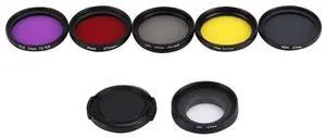 JUNESTAR 7 in 1 Proffesional 37mm Lens Filter(CPL + UV + ND4 + Red + Yellow + FLD / Purple) & Lens Protective Cap for GoPro HERO4 / 3+ / 3 Sport Action Camera