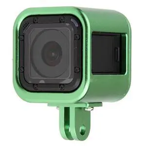 Housing Shell CNC Aluminum Alloy Protective Cage with Insurance Back Cover for GoPro HERO5 Session /HERO4 Session /HERO Session (Green)