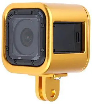 Housing Shell CNC Aluminum Alloy Protective Cage with Insurance Back Cover for GoPro HERO5 Session /HERO4 Session /HERO Session (Gold)