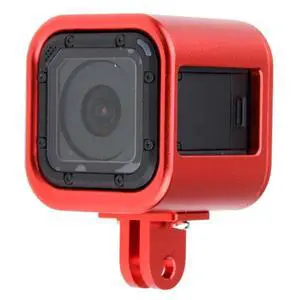 Housing Shell CNC Aluminum Alloy Protective Cage with Insurance Back Cover for GoPro HERO5 Session /HERO4 Session /HERO Session (Red)