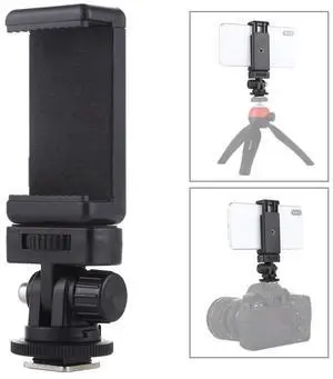 PULUZ 1/4 inch Screw Thread Cold Shoe Tripod Mount Adapter with Phone Clamp