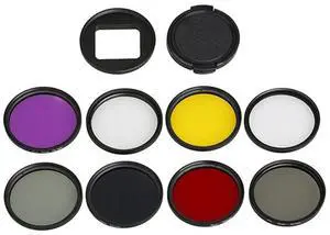 For GoPro HERO5 Sport Action Camera Proffesional 52mm Lens Filter(CPL + UV + ND8 + ND2 + Star 8 + Red + Yellow + FLD / Purple) & Waterproof Housing Case Adapter Ring