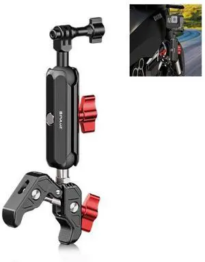PULUZ Motorcycle Handlebar Crab Clamp CNC Metal Magic Arm Rod Mount