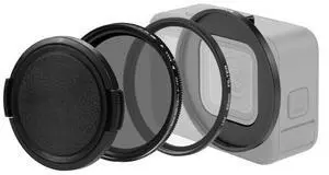 For GoPro HERO12 Black /11 Black /11 Black Mini /10 Black /9 Black PULUZ 52mm UV ND2-400 Filter with Adapter Ring(Black)