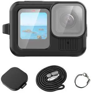 For GoPro HERO13 Black PULUZ Silicone Protective Case Cover with Wrist Strap & Lens Cover (Black)