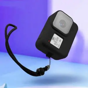 Silicone Protective Case Cover with Wrist Strap for GoPro HERO8 Black (Black)
