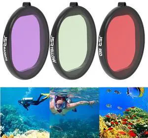 JSR Round Housing Diving 3 in 1 Red + Yellow + Purple Lens Filter for GoPro HERO8 Black