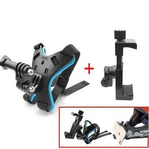 TUYU Motorcycle Helmet Chin Action Camera Mobile Phone Mounting Bracket Blue Bracket+Mobile Phone Clip Blue Bracket+Mobile Phone Clip