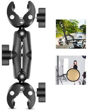 PULUZ Motorcycle Dualheads Crab Clamp Action Camera Handlebar Fixed Mount(Black)