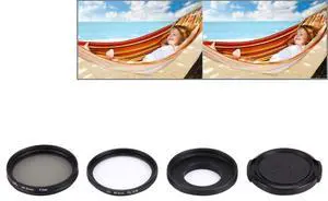 JUNESTAR 4 in 1 Proffesional 40.5mm Lens Filter(CPL + UV) & Waterproof Housing Case Adapter Ring & Lens Protective Cap for GoPro HERO4 / 3+ / 3 Sport Action Camera
