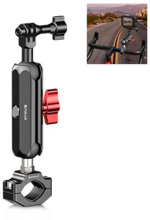 PULUZ Motorcycle Rearview Large Clamp CNC Metal Magic Arm Rod Mount