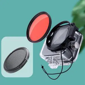 RUIGPRO for GoPro HERO8 Professional 58mm Color Dive Housing Lens Filter + Dive Housing Waterproof Case with Filter Adapter Ring & Lens Cap (Red)