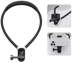 PULUZ Magnetic Silicone Collar Bracket POV View Mount with Phone Clamp for GoPro Action Cameras / Phones (Black)