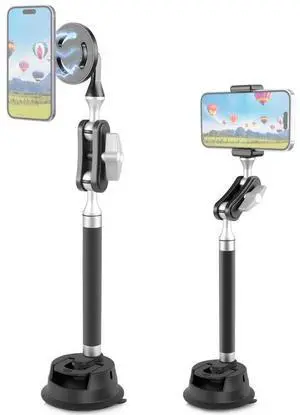 PULUZ Car Suction Cup Arm Mount Phone Tablet Magnetic Holder with Phone Clamp (Black)