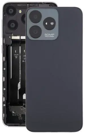 For ZTE Axon 50 Lite 8050 Glass Battery Back Cover with Middle Frame / Camera Lens Cover (Black)