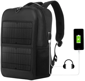 HAWEEL 14W Solar Panel Power Backpack Laptop Bag with Handle and 5V / 2.1A Max USB Charging Port(Black) HAWEEL 14W Solar Panel Power Backpack Laptop Bag with Handle and 5V / 2.1A Max USB Charging Port(Black)