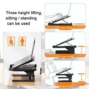 Double Layer Foldable Lift Laptop Stand Aluminum Computer Heightening Bracket (Black) Double Layer Foldable Lift Laptop Stand Aluminum Computer Heightening Bracket (Black)
