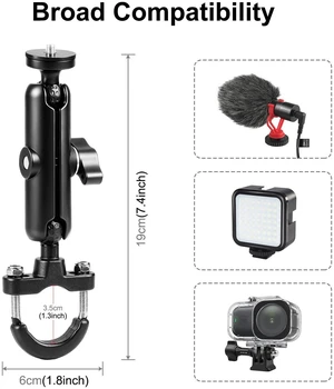 PULUZ Motorcycle Handlebar Fixed Mount U-Bolt Base Holder for GoPro and Other Action Cameras(Black)