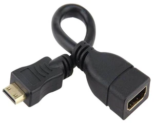 16cm Gold Plated Mini HDMI Male to HDMI 19 Pin Female Cable(Black) 16cm Gold Plated Mini HDMI Male to HDMI 19 Pin Female Cable(Black)
