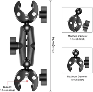 PULUZ Motorcycle Dualheads Crab Clamp Action Camera Handlebar Fixed Mount(Black) PULUZ Motorcycle Dualheads Crab Clamp Action Camera Handlebar Fixed Mount(Black)