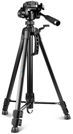 PULUZ Aluminum Selfie Live Tripod Mount with Three-dimensional Head & Phone Clamp(Black) (Black)