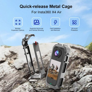 For Insta360 X4 Air PULUZ Metal Protective Cage Rig Housing Frame with Expand Cold Shoe Base (Grey) (Grey)