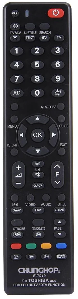 CHUNGHOP E-T919 Universal Remote Controller for TOSHIBA LED TV / LCD TV / HDTV / 3DTV CHUNGHOP E-T919 Universal Remote Controller for TOSHIBA LED TV / LCD TV / HDTV / 3DTV