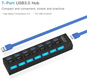 7 Ports USB 3.0 HUB, Super Speed 5Gbps, Plug and Play, Support 1TB(Black) 7 Ports USB 3.0 HUB, Super Speed 5Gbps, Plug and Play, Support 1TB(Black)