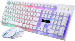 ZGB G20 1600 DPI Professional Wired Glowing Mechanical Feel Suspension Keyboard + Optical Mouse Kit for Laptop, PC (White)
