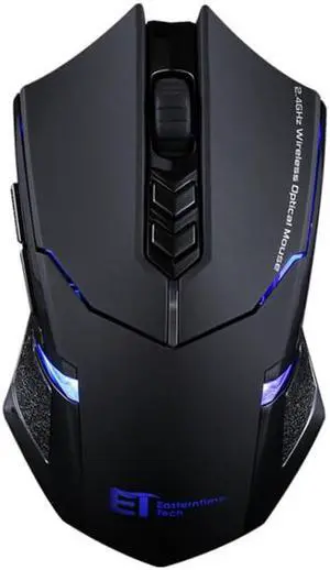 ET X-08 7-keys 2400DPI 2.4G Wireless Mute Gaming Mouse with USB Receiver & Colorful Backlight (Black)