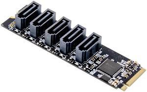 PCIE X2 M.2 Key M to SATA 3.0 5 Port Sata Expansion Card 6Gb/s JMB585