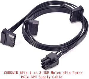 PCI-e 6Pin 1 to 3 IDE Molex 4Pin Power Supply Cable for CORSAIR CS CX HX RM Series CS450M CS550M CS650M CS750M CS850M CX450M CX650MX CX750M HX1050 HX850 HX750 HX650 RM450 RM550