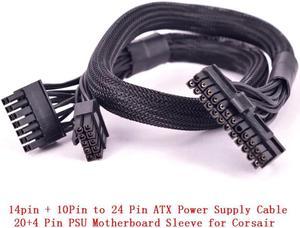 10+18Pin to 24Pin 20+4Pin ATX Power Supply Cable Mining Cable PSU Motherboard Braided Net for Corsair HX1200i HX1000i HX850i HX750i AXi Series AX1500i AX1200i AX860i AX760i RM1000 RM850 RM750