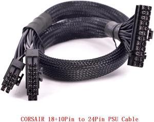 10+18Pin to 24Pin 20+4Pin ATX Power Supply Cable Mining Cable PSU Motherboard Braided Net for Corsair HX1200i HX1000i HX850i HX750i AXi Series AX1500i AX1200i AX860i AX760i RM1000 RM850 RM750