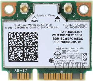 AC3160 3160HMW 3160AC 433Mbps Dual Band 2.4G 5.8Ghz Wireless AC + BT4.0 Mini PCIe Card Supports B/G/N/AC Bands 802.11ac Wireless wifi card