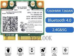 7260HMW 7260AN AN7260 Wireless Card Wi-Fi 300Mbps+300Mbps Dual Band 2.4G/5G Bluetooth 4.0 Half Mini PCI-E 867M Wifi Network Card Laptop Desktop
