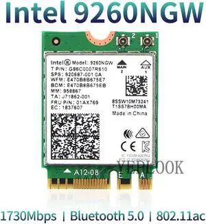 Wireless-AC 9260NGW 9260AC 1.73Gbps Dual Band 2.4G/5Ghz NGFF M.2 Wifi Card 802.11ac WiFi+BT 5.0 MU-MIMO Wireless Card Windows 10