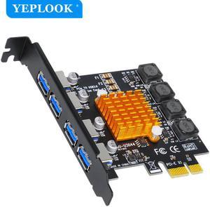 4 Port USB3.0 PCI-E Expansion Card 5Gbps USB3.0 Adapter Controller Card NEC 2A Independent Power Supply No Need External Power