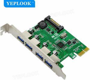 PCIe to External 4 Ports USB3.0 Expansion Card Support PCI-E x1 x4 x8 x16 NEC720201 Chipset 5Gbps with 15Pin SATA Power U3N04S