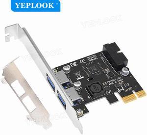 PCIe to 2 Ports USB3.0 Expansion Card External Controller Adapter USB3.0 Hub 5Gbps Internal 19pin Header VL805 For Desktop